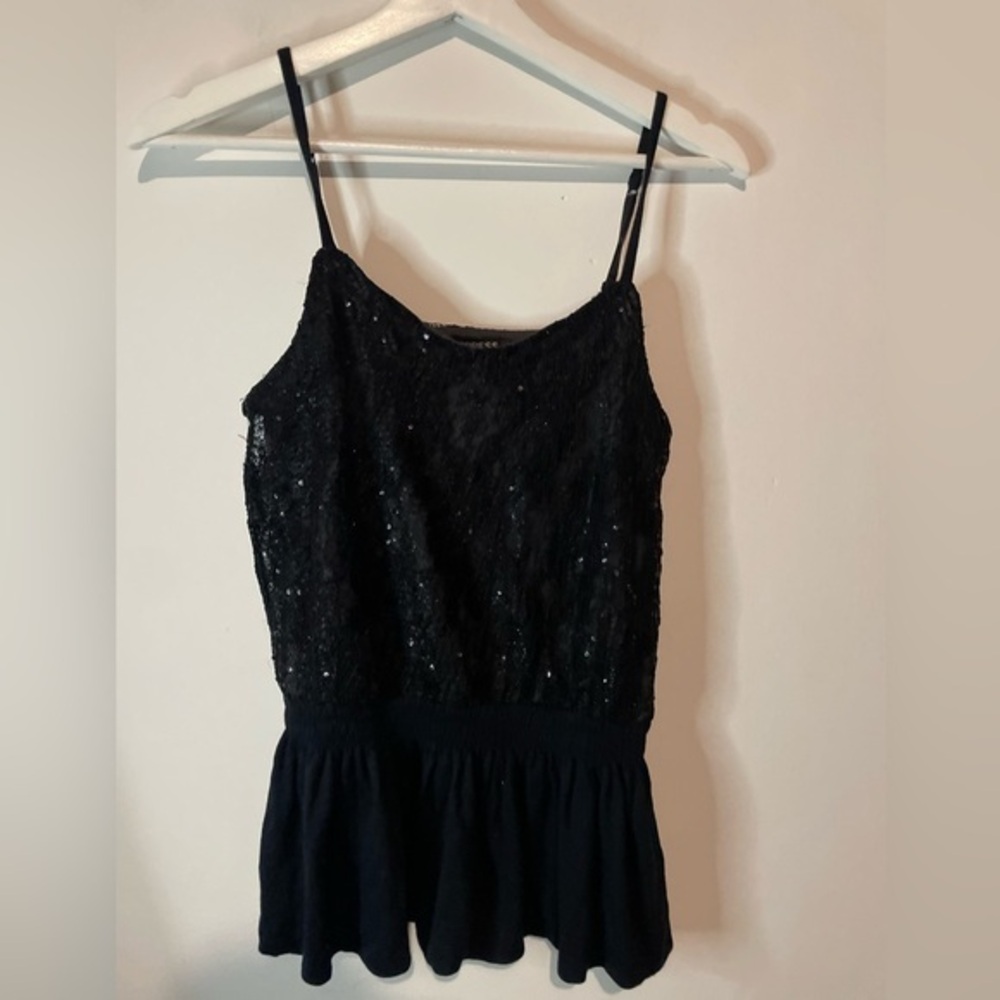 Express sequin‎ black spaghetti strapped top xs